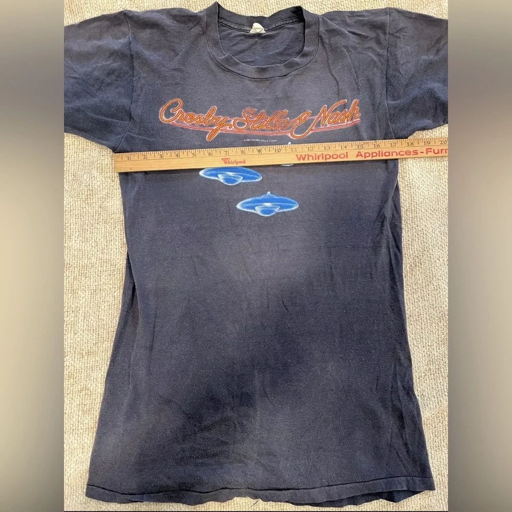 Vintage 80s Crosby Stills Nash Daylight Again Tour Top Concert Ufo T-Shirt Large - Picture 8 of 11